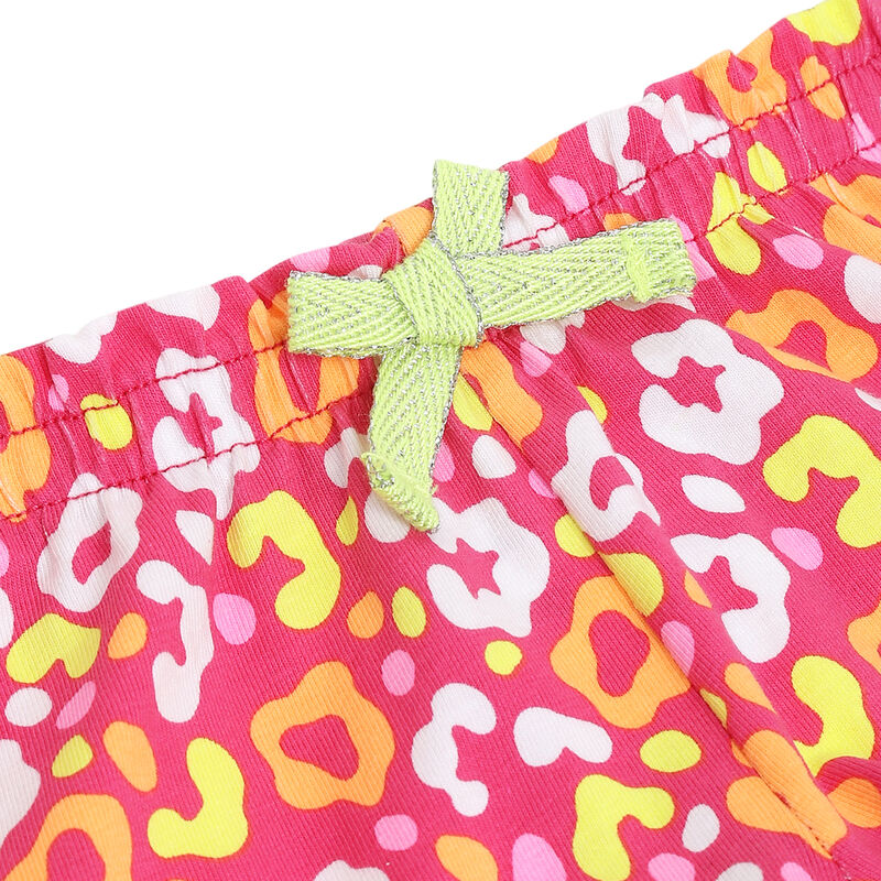 Girls Dark Pink Printed Short Trousers image number 2
